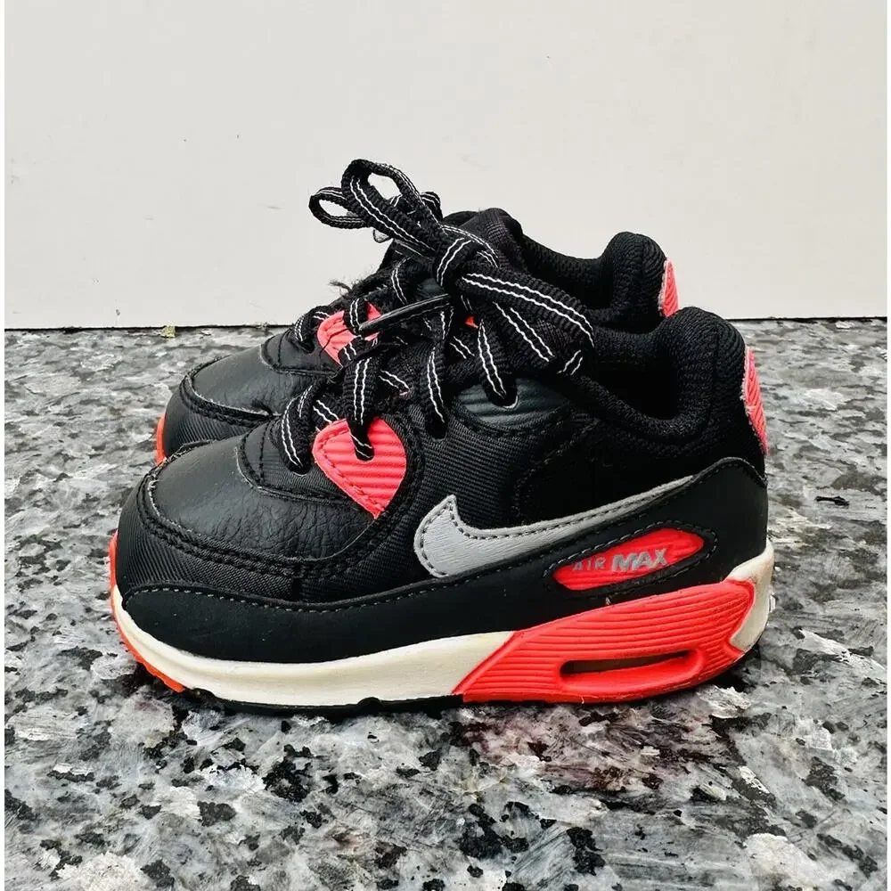 Nike Air Max 90 Toddler Sneaker US 4C Black Red Gray White